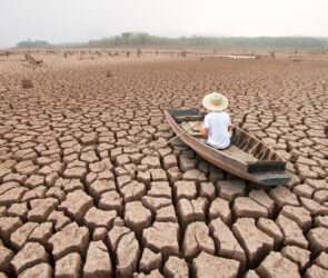 Parched river caused by climate change
