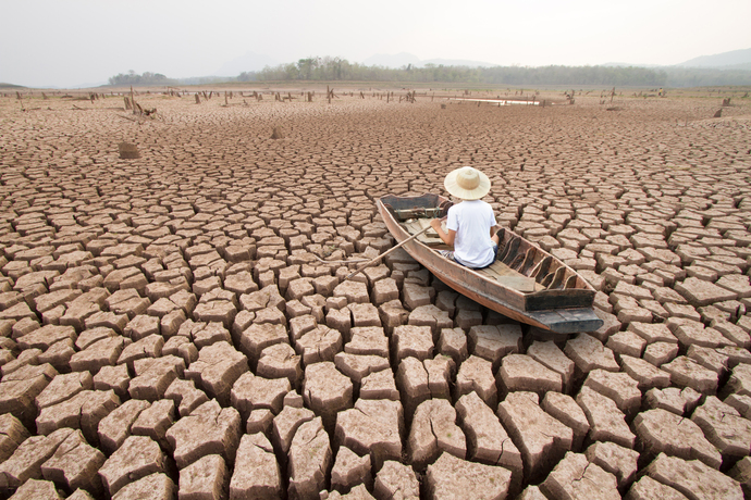 Parched river caused by climate change