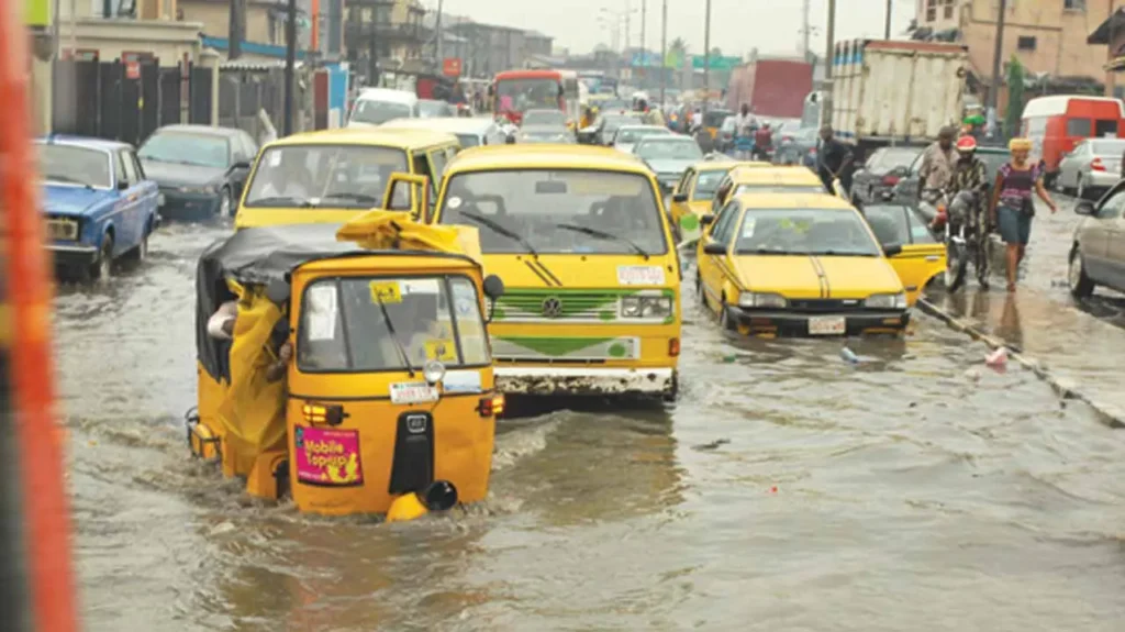 flooding in Lagos caused by heavy rainfall