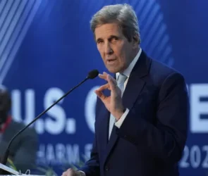 John Kerry, former United States secretary of state and special presidential climate envoy, giving his speech at COP27