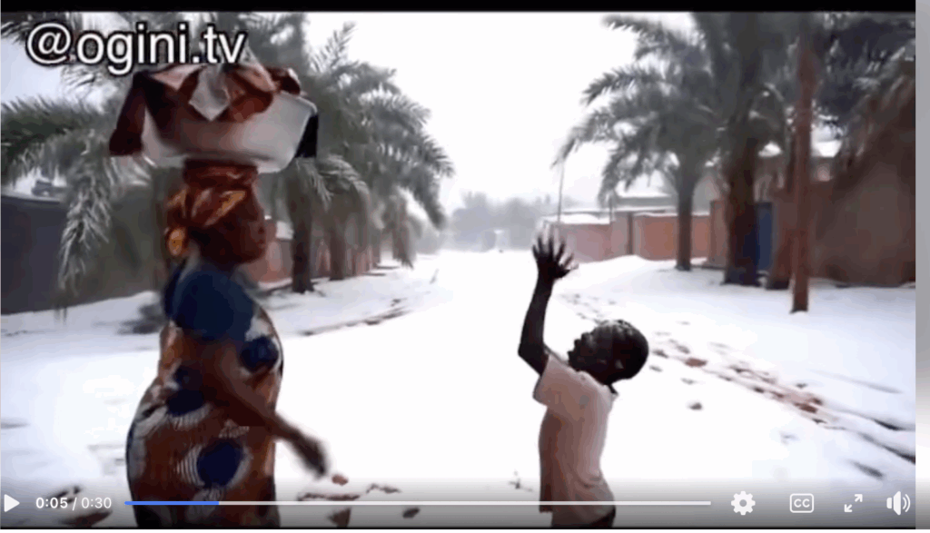 AI-generated video falsely claims snowfall occurred in Enugu.